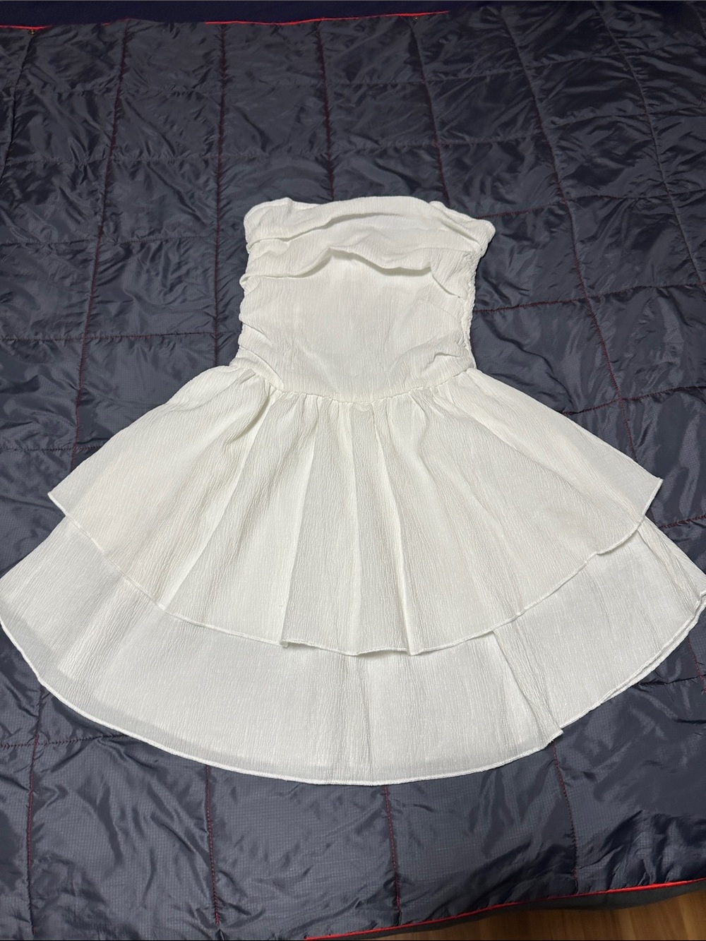 Cider White Strapless Tiered Skater Dress